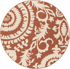 Alburnett Burnt Orange Floral Outdoor Rug - Clearance - Ornate Home