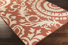 Alburnett Burnt Orange Floral Outdoor Rug - Clearance - Ornate Home