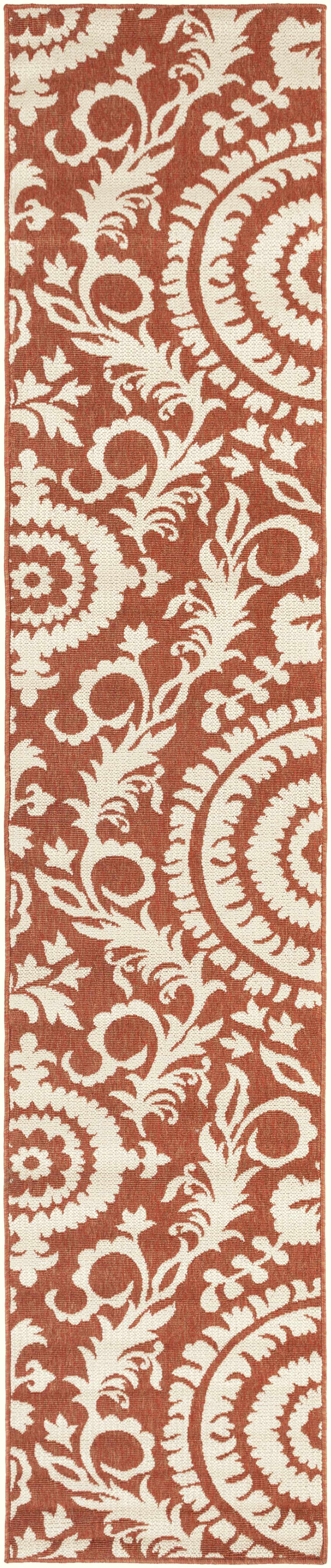 Alburnett Burnt Orange Floral Outdoor Rug - Clearance - Ornate Home