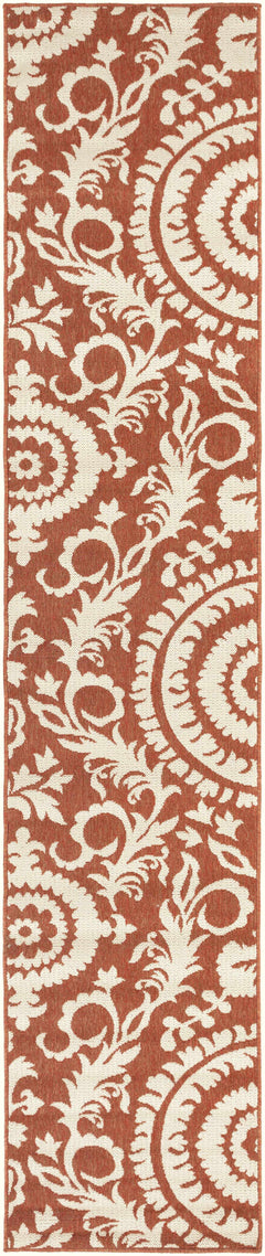 Alburnett Burnt Orange Floral Outdoor Rug - Clearance - Ornate Home
