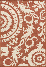 Alburnett Burnt Orange Floral Outdoor Rug - Clearance - Ornate Home