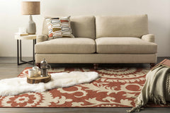 Alburnett Burnt Orange Floral Outdoor Rug - Clearance - Ornate Home