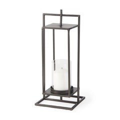 Albus Black Small Metal Rectangular Table Candle Holder - Ornate Home