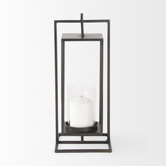 Albus Black Small Metal Rectangular Table Candle Holder - Ornate Home