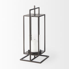 Albus Black Small Metal Rectangular Table Candle Holder - Ornate Home