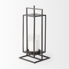 Albus Black Small Metal Rectangular Table Candle Holder - Ornate Home
