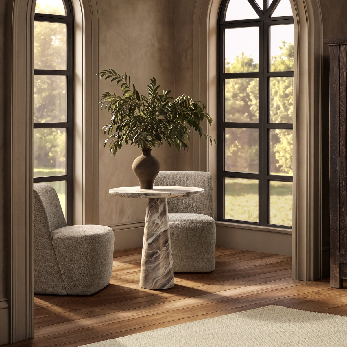 Alcove Milan Taupe 30" Round Dining Table