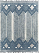 Aldbourne Blue Tassel Flatweave Wool Rug - Clearance - Ornate Home