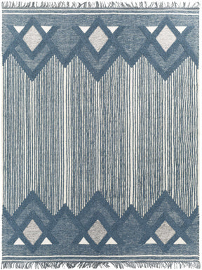 Aldbourne Blue Tassel Flatweave Wool Rug - Clearance - Ornate Home