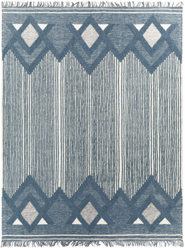 Aldbourne Blue Tassel Flatweave Wool Rug - Clearance - Ornate Home