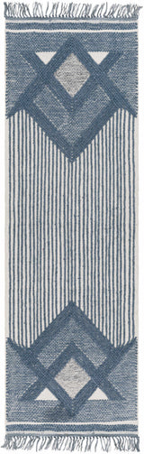 Aldbourne Blue Tassel Flatweave Wool Rug - Clearance - Ornate Home