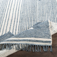 Aldbourne Blue Tassel Flatweave Wool Rug - Clearance - Ornate Home