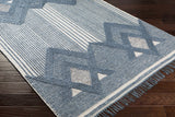Aldbourne Blue Tassel Flatweave Wool Rug - Clearance - Ornate Home