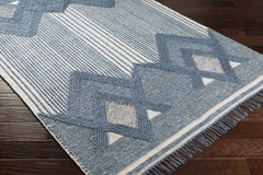 Aldbourne Blue Tassel Flatweave Wool Rug - Clearance - Ornate Home