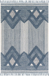 Aldbourne Blue Tassel Flatweave Wool Rug - Clearance - Ornate Home
