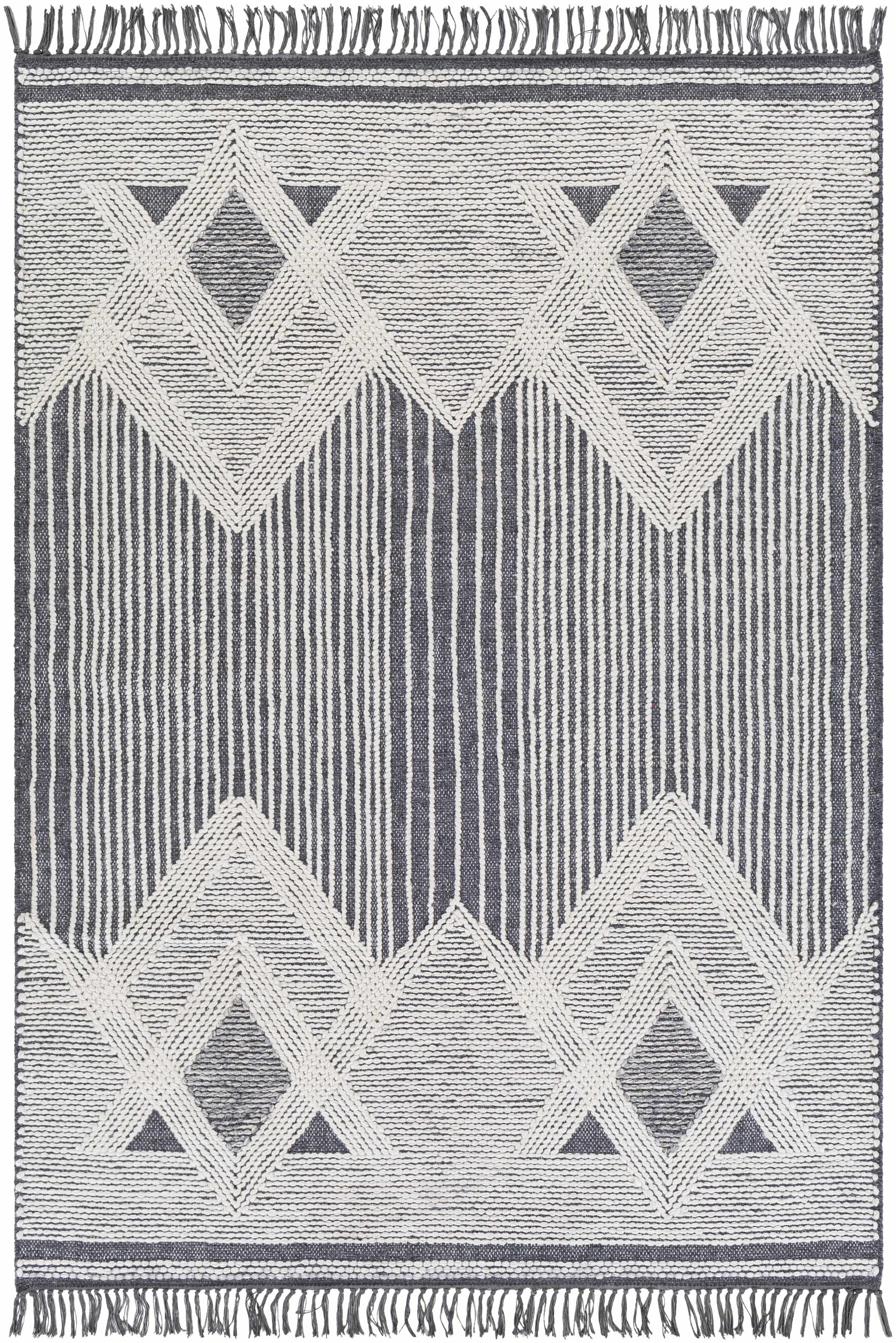 Aldbourne Gray Tassel Flatweave Wool Rug - Clearance - Ornate Home