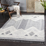 Aldbourne Gray Tassel Flatweave Wool Rug - Clearance - Ornate Home
