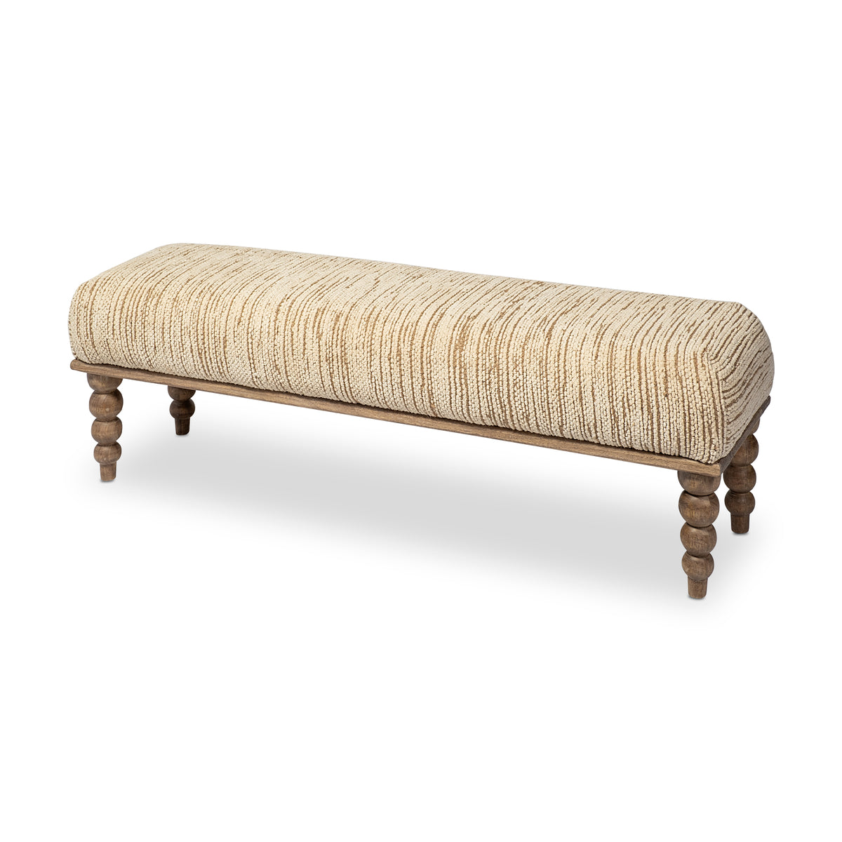 Alder Cream Upholstered Seat Wooden Base Accent Bench - Ornate Home