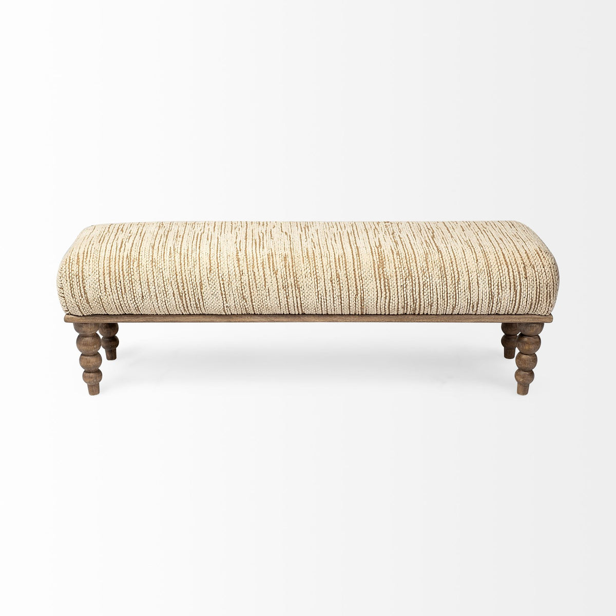 Alder Cream Upholstered Seat Wooden Base Accent Bench - Ornate Home