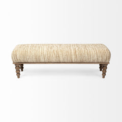Alder Cream Upholstered Seat Wooden Base Accent Bench