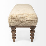 Alder Cream Upholstered Seat Wooden Base Accent Bench - Ornate Home