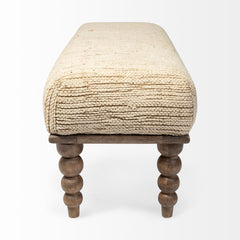 Alder Cream Upholstered Seat Wooden Base Accent Bench