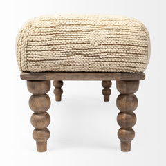 Alder Cream Upholstered Seat Wooden Base Accent Bench