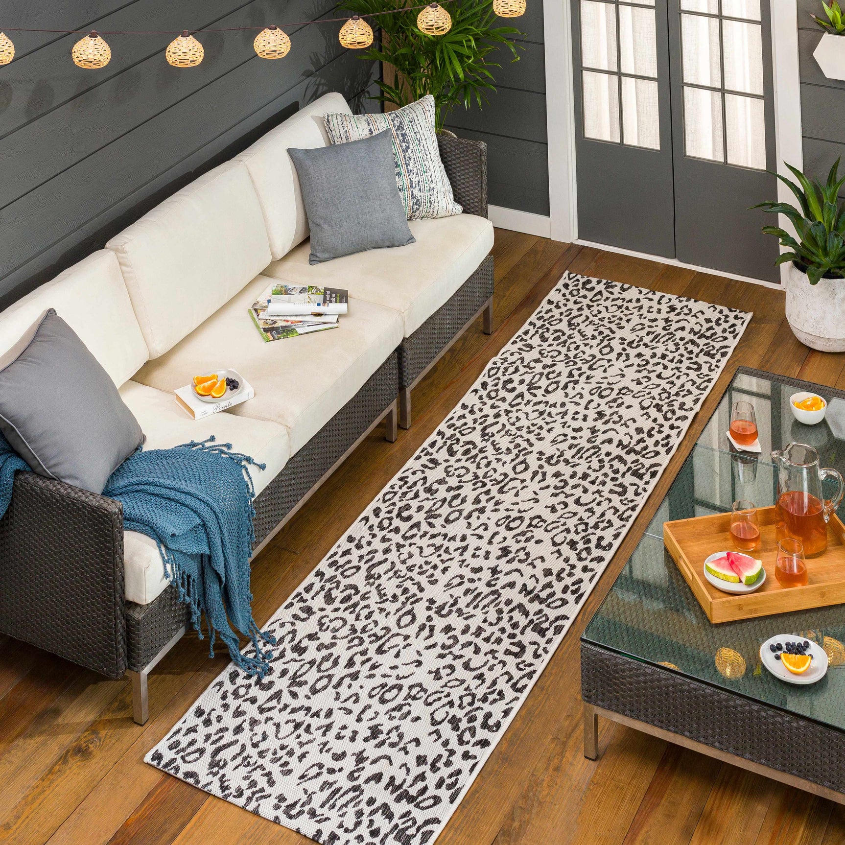 Alderbury White Leopard Print Outdoor Rug - Ornate Home