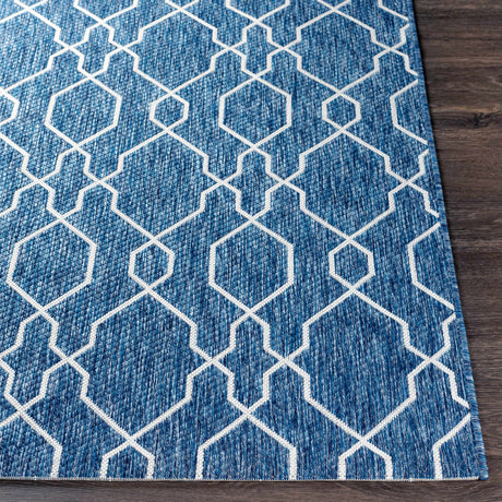 Aldford Denim Blue Trellis Outdoor Carpet - Ornate Home