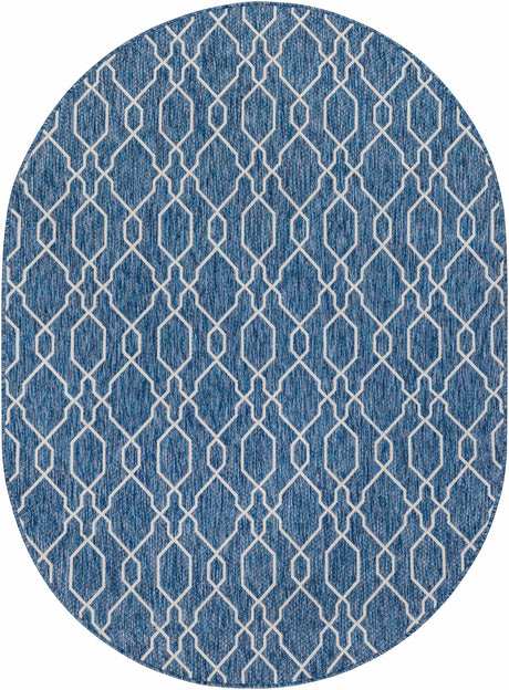 Aldford Denim Blue Trellis Outdoor Carpet - Ornate Home