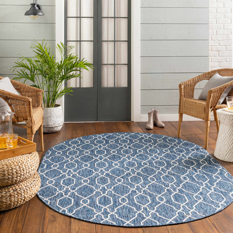 Aldford Denim Blue Trellis Outdoor Carpet - Ornate Home