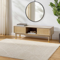 Aldis Cream Plush Textured Washable Rug - Ornate Home