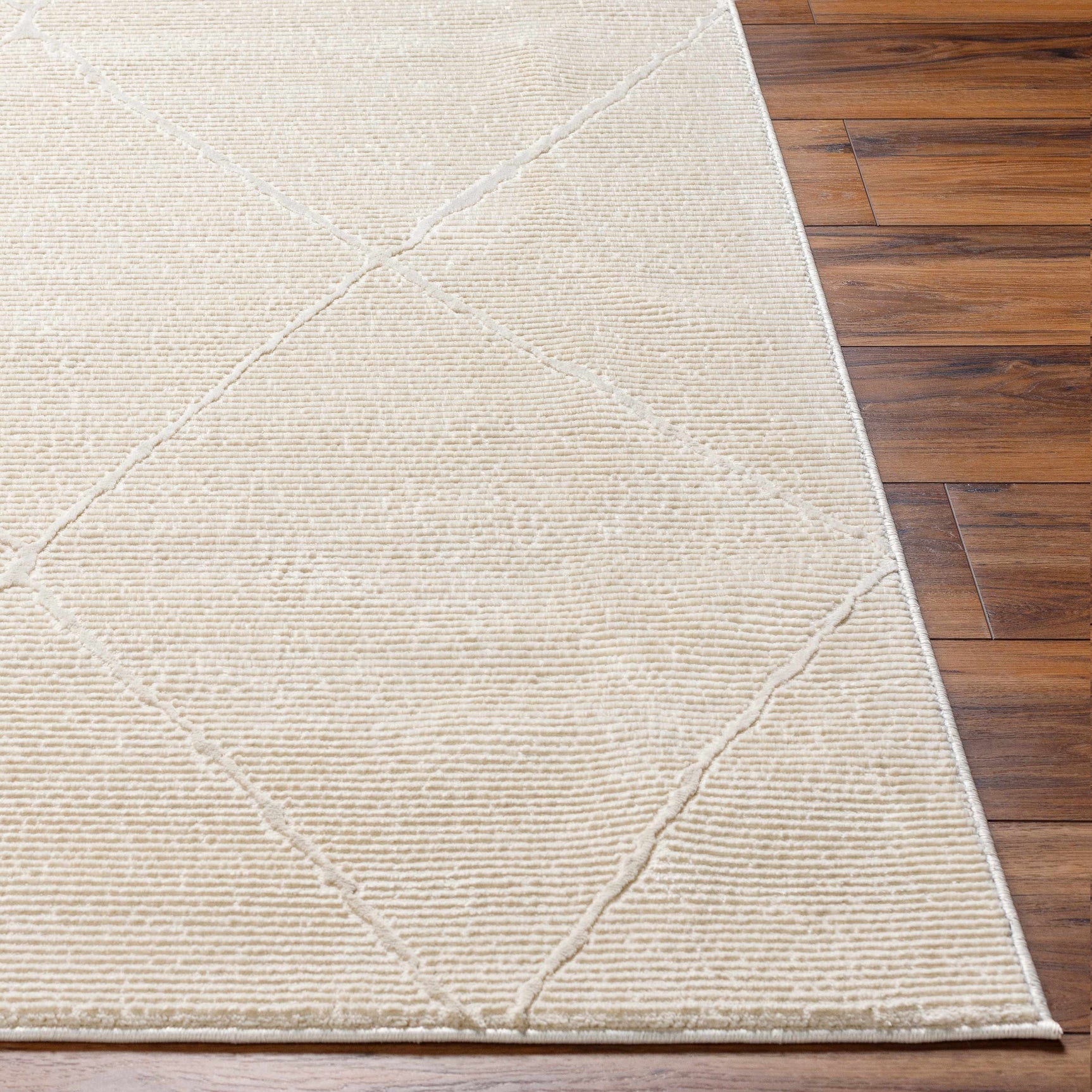 Aldis Cream Plush Textured Washable Rug - Ornate Home