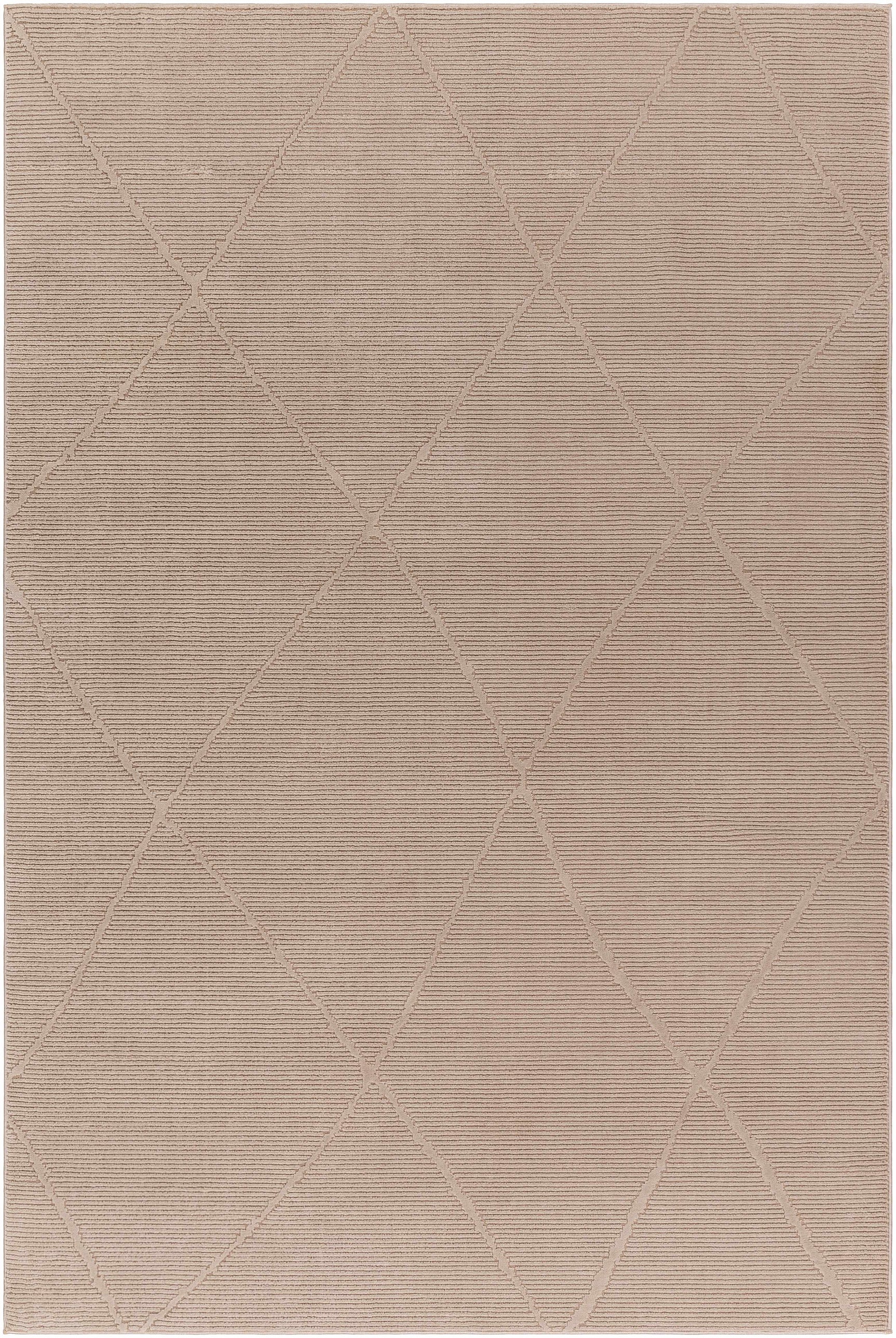 Aldis Tan Plush Textured Washable Rug - Clearance - Ornate Home