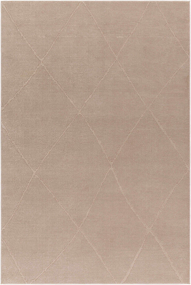 Aldis Tan Plush Textured Washable Rug - Clearance - Ornate Home