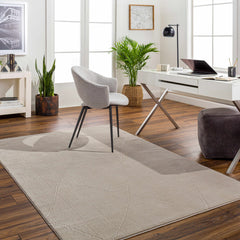 Aldis Tan Plush Textured Washable Rug - Clearance - Ornate Home
