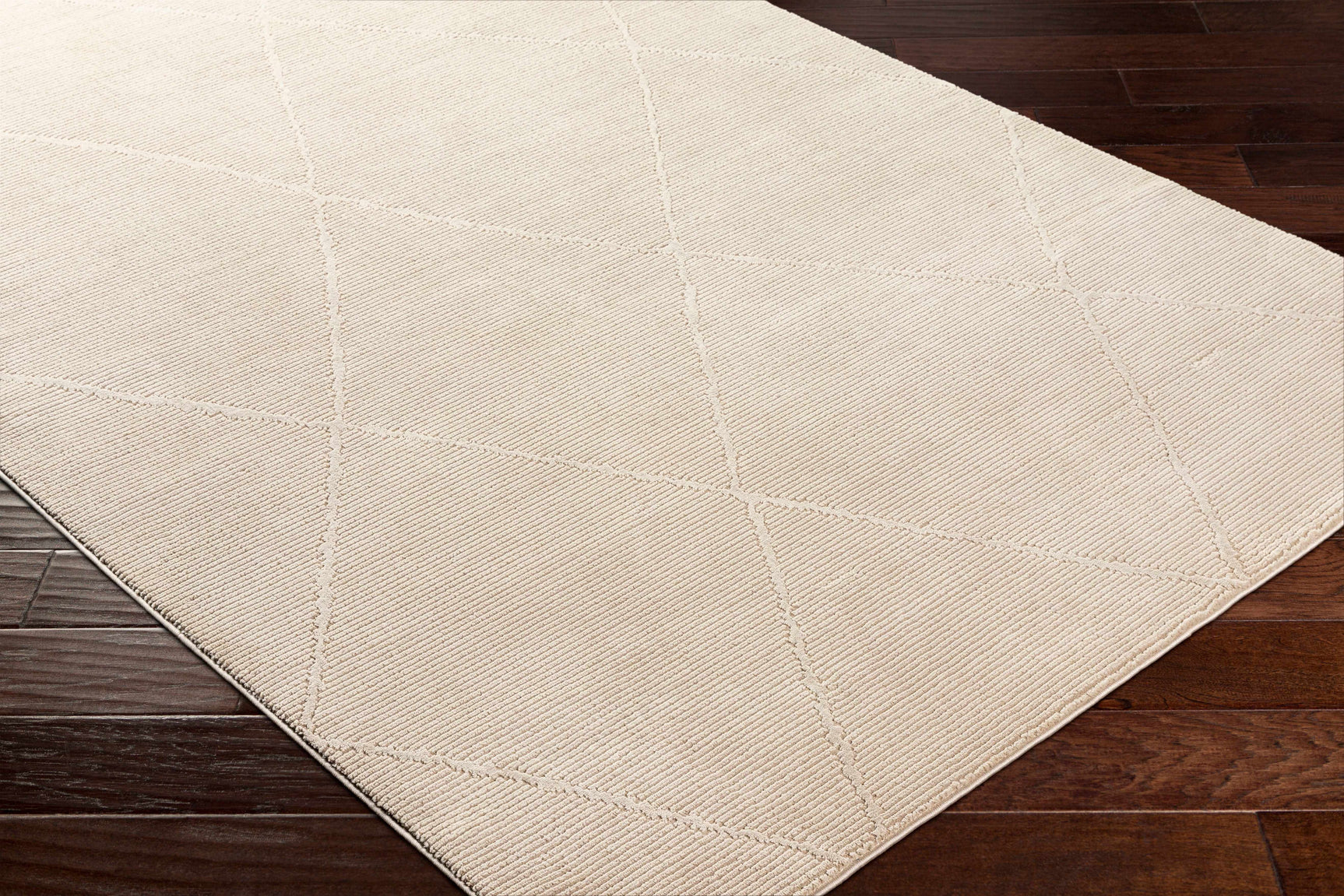 Aldis Tan Plush Textured Washable Rug - Clearance - Ornate Home