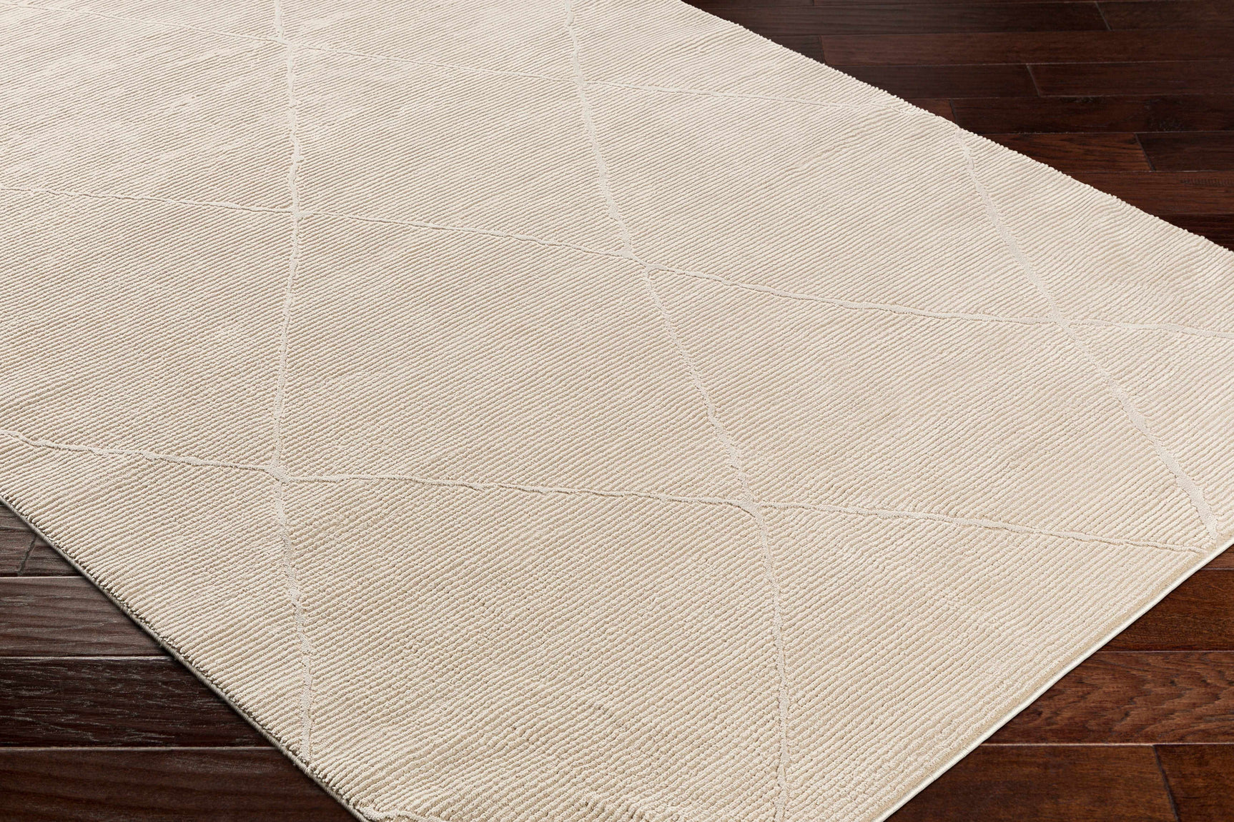 Aldis Tan Plush Textured Washable Rug - Clearance - Ornate Home