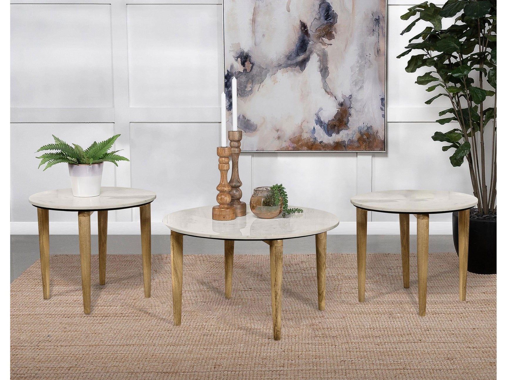 Aldis White 3-piece Coffee and End Table Set - Ornate Home