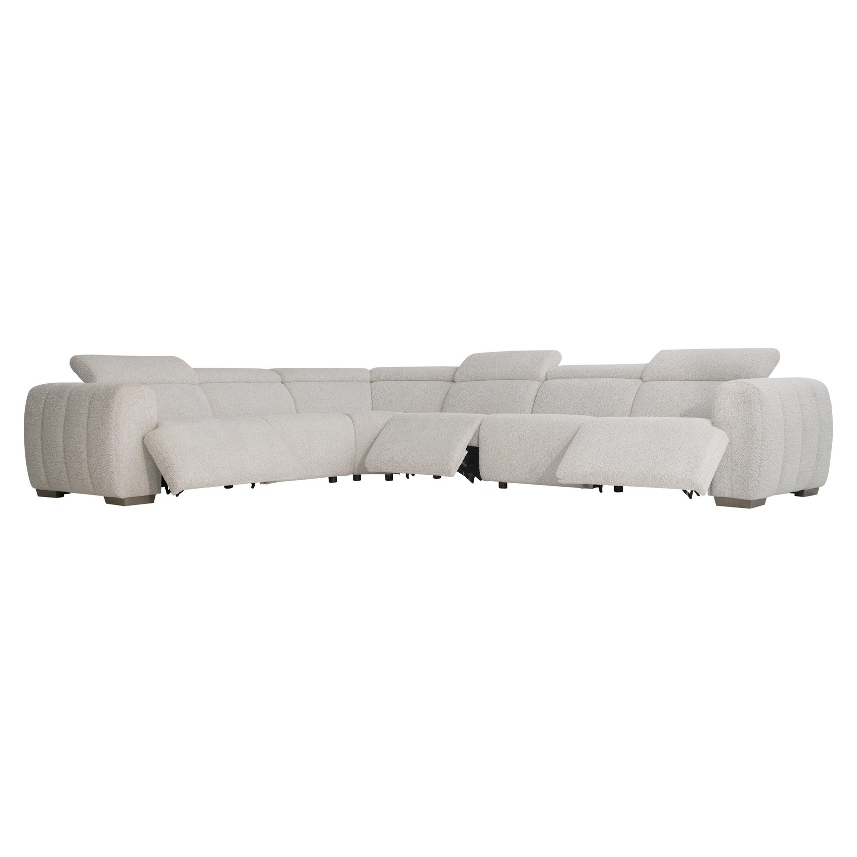 Aldo White/Cream Fabric Power Motion Sectional - Ornate Home