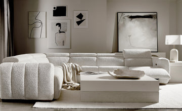 Aldo White/Cream Fabric Power Motion Sectional - Ornate Home