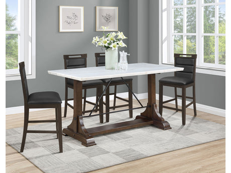 Aldrich White 5-piece Marble Counter Height Dining Table Set - Ornate Home