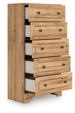 Aleaport Warm Brown Five Drawer Chest - Ornate Home