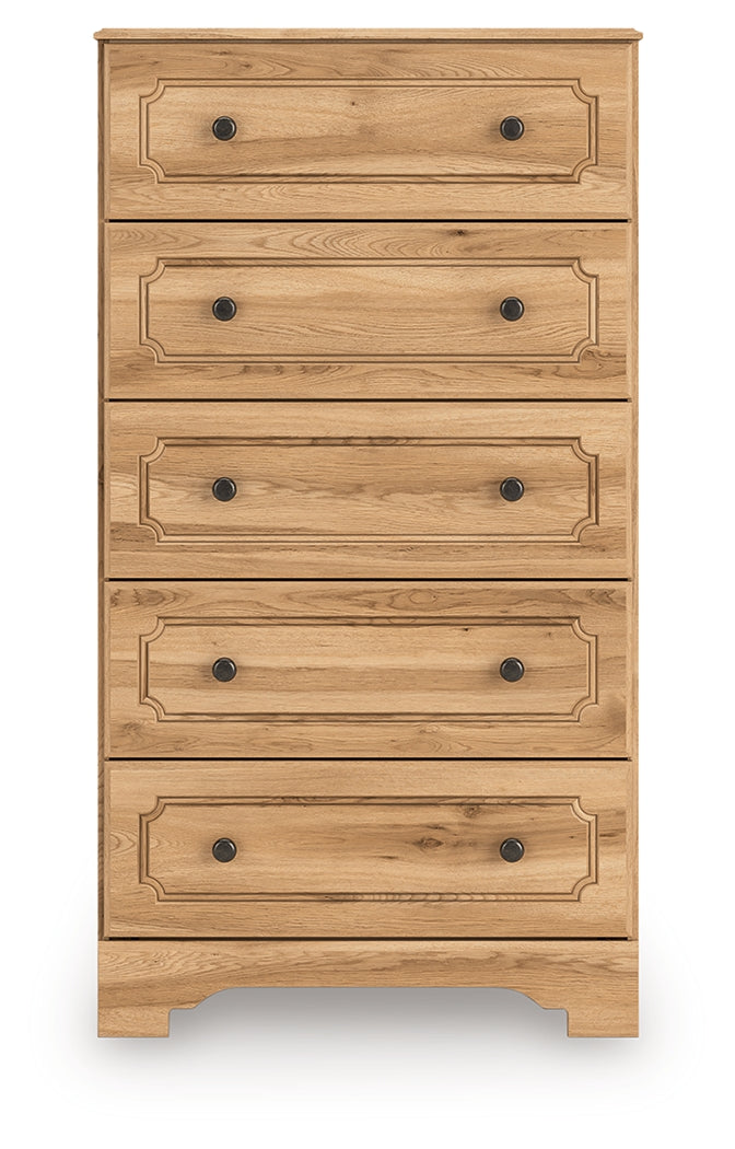 Aleaport Warm Brown Five Drawer Chest - Ornate Home