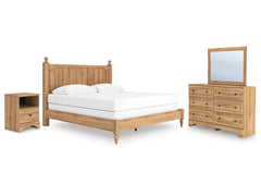 Aleaport Warm Brown King Panel Bed, Dresser, Mirror and Nightstand - Ornate Home