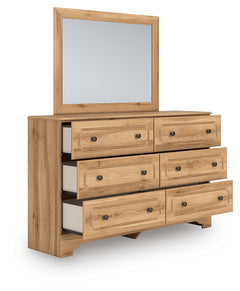 Aleaport Warm Brown King Panel Bed, Dresser, Mirror and Nightstand - Ornate Home
