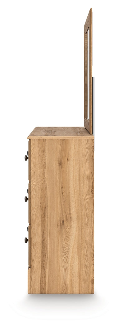 Aleaport Warm Brown King Panel Bed, Dresser, Mirror and Nightstand - Ornate Home