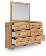 Aleaport Warm Brown Queen Panel Bed, Dresser, Mirror and Nightstand (Online Special Price) - Ornate Home