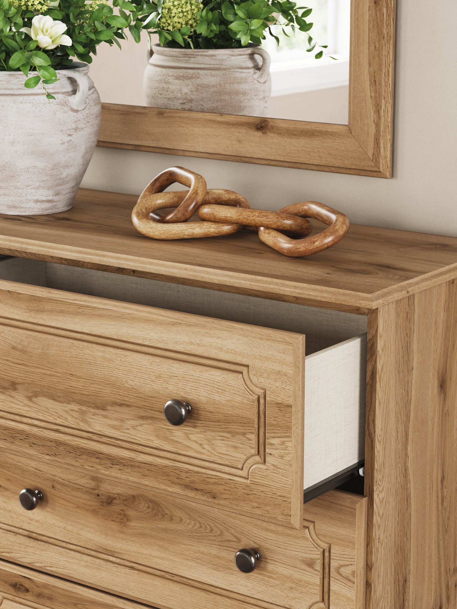 Aleaport Warm Brown Queen Panel Bed, Dresser, Mirror and Nightstand (Online Special Price) - Ornate Home