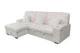 Venice Mink Ivory Media Sleeper Sectional w/ Dual Cupholders & USB Ports - Ornate Home